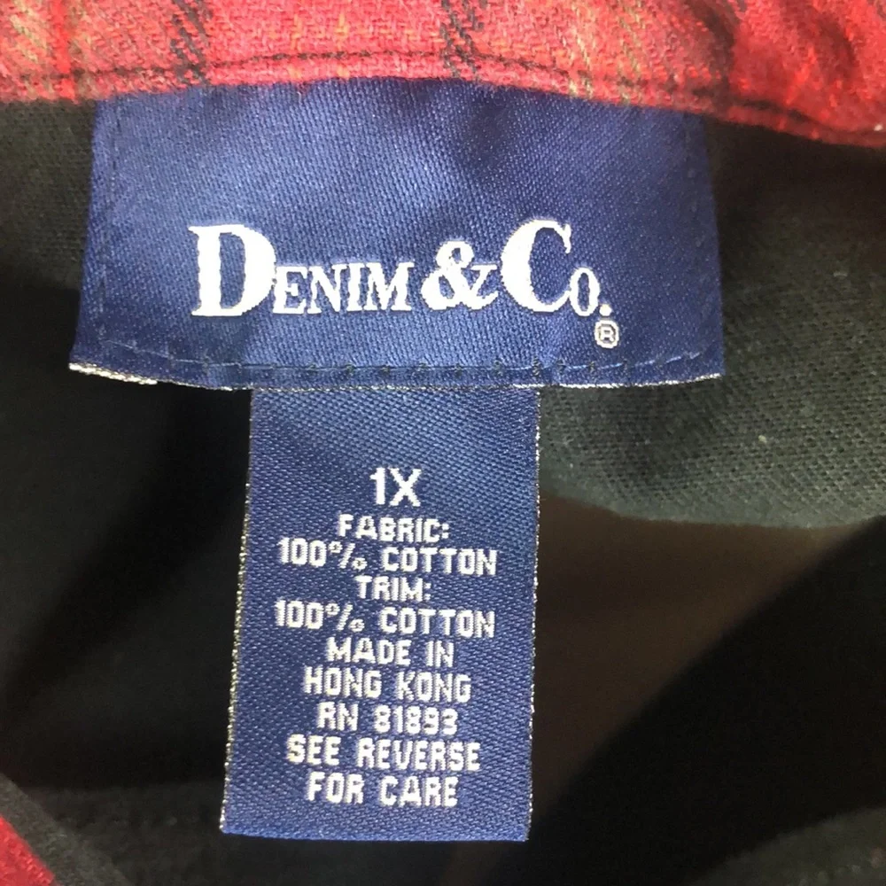 Vintage Zipper Front Light Jacket Black Denim Plaid Collar